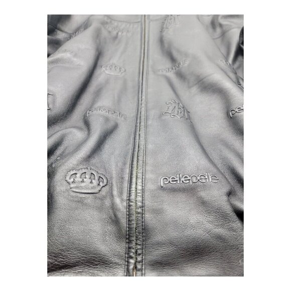 VTG Pelle Pelle Jacket Men 50 Black Baggy Embroidered Oversized Hip Hop Y2K - Picture 6 of 12